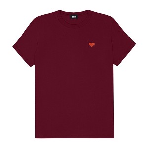 Dalix Pixel Heart Embroidered Lightweight Relaxed Jersey Tee Summer Cute Love Womens - 1 of 4