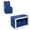Kids Sofa Set 2-in-1 Multi-Functional Toddler Table Chair Set 2 Seat Couch Storage Box Soft Sturdy - 3 of 4