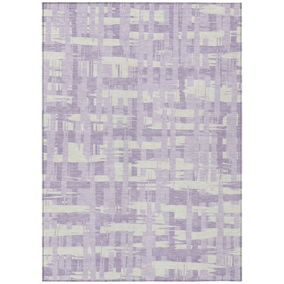 Lavender Lilac And Ivory Striped Washable Indoor Outdoor Area Rug