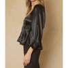 Women's Satin Bubble Sleeve Blouse - entro - 3 of 4