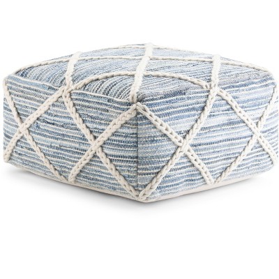NicBex Square Pouf Ideal for Relaxing and Additional Seating Durable and Stylish Accent Furniture, Blue/Natural
