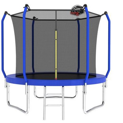BestParts 8FT Trampoline with Basketball Hoop, Ladder & Safety Enclosure