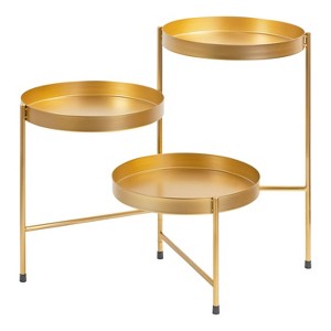 Kate and Laurel Finn Round Metal Plant Stand, 13x13x22, Gold - 1 of 4