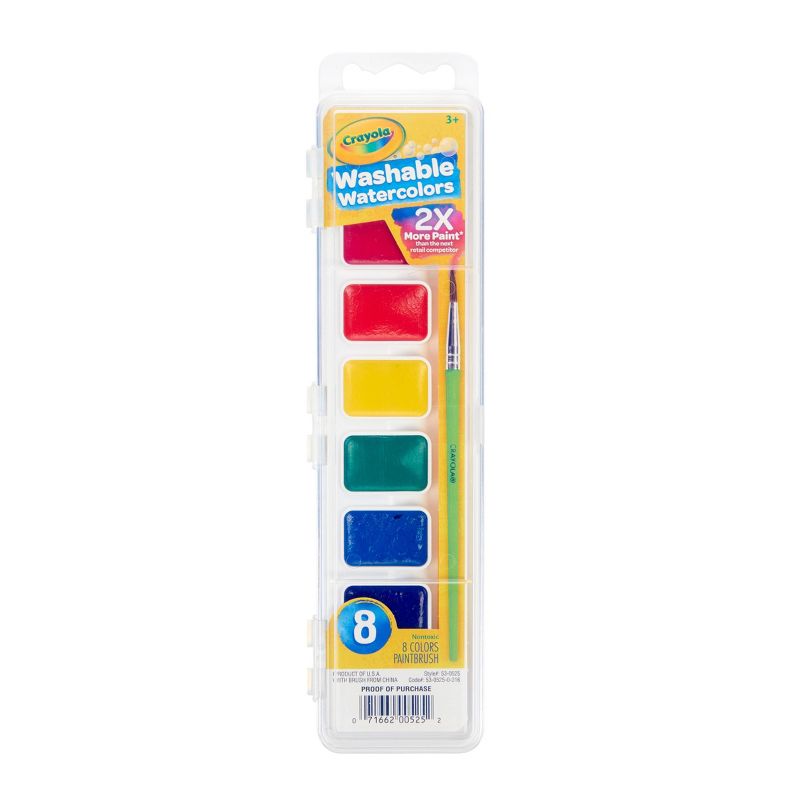 Crayola 8ct Kids Watercolor Paints with Brush, 1 of 8