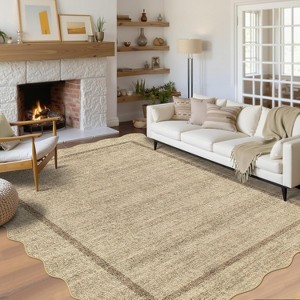 Acekool Charlotte Bordered Washable Rug Non Slip Soft Low Pile for Living Room Bedroom ，Multiple Sizes and Colors - 1 of 4