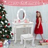 for Age 4-9 Girls' Vanity Table and Chair Set, Kids Makeup Dressing Table w/ Lights & Wood Makeup Playset, Kids Vanity Set w/ Mirror & Drawer - 3 of 4