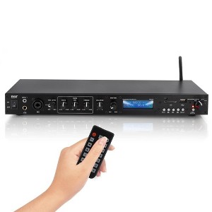 Pyle PPRE70BT Bluetooth Preamplifier Receiver, Digital Rack Mount Studio Preamp with FM Radio, USB/SD Recording Mode, 7W Power, Remote Control - 1 of 4