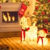 Costway Pre-lit Mama & Baby Poodle Dogs 60 Warm White LED Lights Red Hat & Scarf - 2 of 4