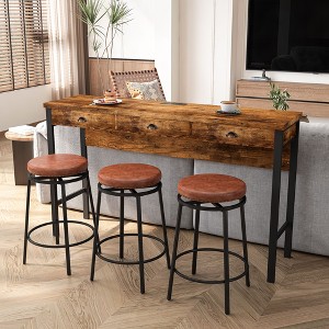 NicBex Dining Table Set for 3 Kitchen Table Pub Bar Table 3 Drawers Long Dining Table Set with 3 Stools Power Outlets Easy Assembly - 1 of 4