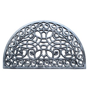 RugSmith Silver Moulded Trellis Half-round Rubber Doormat Doormat - 1 of 4