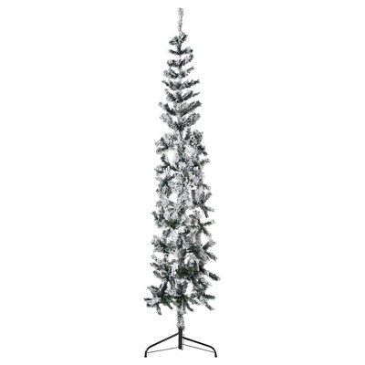 Slim Artificial Half Christmas Tree Green and white PVC, Steel