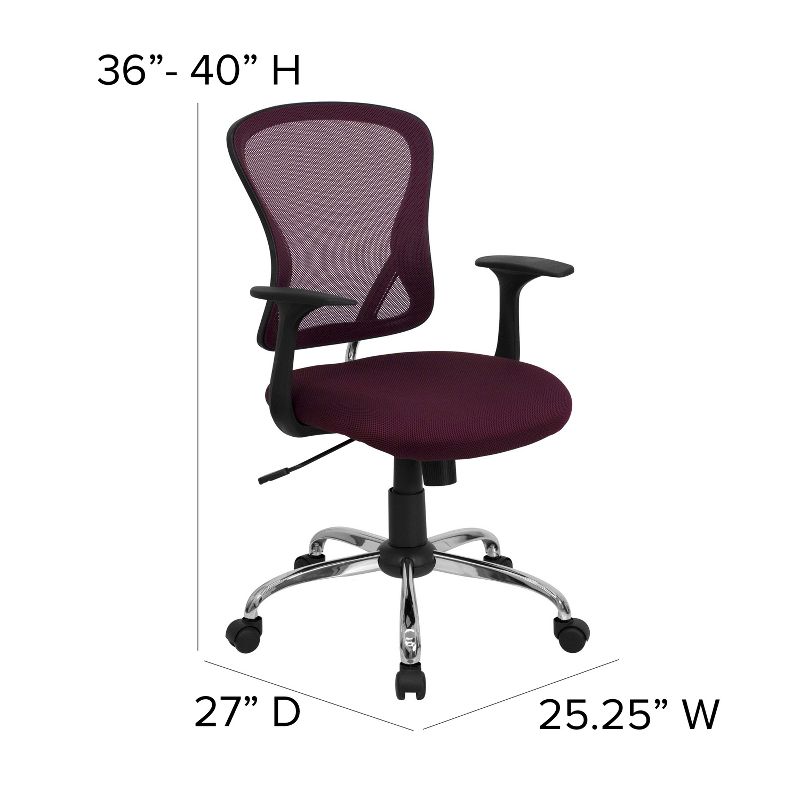 Flash Furniture Mid-Back Mesh Swivel Task Office Chair with Chrome Base and Arms, 5 of 14
