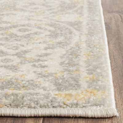 Ivory and Gray High Pile Synthetic Area Rug