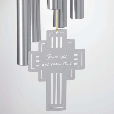 Silver Metal Remembrance Wind Chime with Cross
