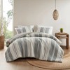 AENKYO Full/Queen Cotton Blend Comforter Set, 3-Piece Boho Striped Duvet with Mixed Waffle Weave, Oversized All-Season - 2 of 4