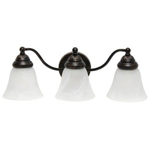 3 Light Curved Metal and Alabaster White Glass Shade Vanity Wall Light Fixture - Lalia Home - 1 of 4