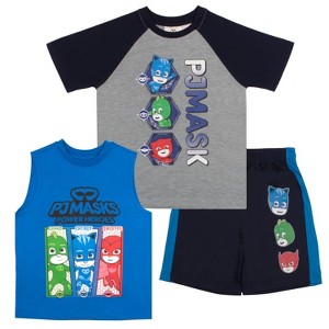PJ Masks Boys 3 Piece Short Set PJ Masks Short Sleeve Shirt Tank Top Shirt and Shorts - 1 of 4