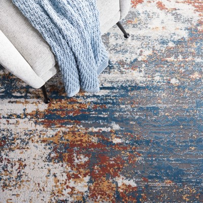 Ivory Abstract Braided 24" Synthetic Reversible Rug