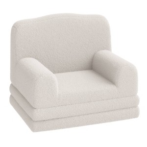 Coucheta Convertible Kids Sofa, Teddy Fleece Toddler Couch with Crown Design, Foldable Bed for Playroom or Nursery, Gift for Boys & Girls - 1 of 4