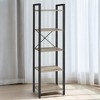 Tall 5-Tier Narrow Bookshelf, Skinny Bookcase with Steel Frame for Living Room, Home Office, Study - Industrial Style, 11.8 x 15.6 x 60.6 Inches - image 2 of 4