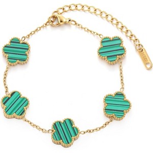 Four Leaf Clover Bracelet for Women 18K Gold Plated Stainless Steel Lucky 4 Leaf Gold Link Bracelet Jewelry Gift for Women - 1 of 4