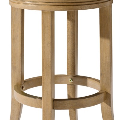 Weathered Oak Swivel Counter Stool with Vegan Leather Seat