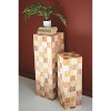 Assorted Wood Block Pedestals – Checkerboard Light Wood Display Stands, 35" & 26.5" Tall, Set of Two by Kalalou - 2 of 3