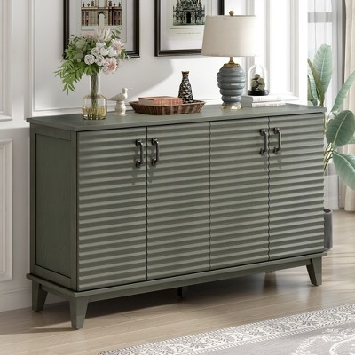 60"W 4-Door Sideboard, Storage Cabinet with Adjustable Shelves and Metal Handles - ModernLuxe