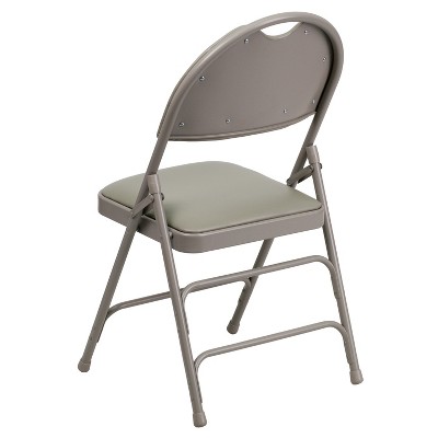 Gray Vinyl High Back Armless Metal Folding Chair Set