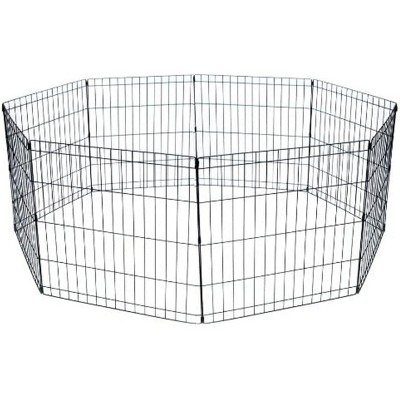 YML Animal Play Pen with Door 24-Inch x 48-Inch 8 Panels Black