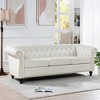 84.65" PU Leather Rolled Arm Chesterfield 3-Seater Sofa with Birch Legs - 2 of 4