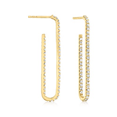 Ross-Simons 1.00 ct. t.w. Diamond Inside-Outside Paper Clip Hoop Earrings in 14kt Yellow Gold