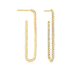 Ross-Simons 1.00 ct. t.w. Diamond Inside-Outside Paper Clip Hoop Earrings in 14kt Yellow Gold - 1 of 4