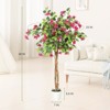 Artificial Bougainvillea Tree with Flowers, Realistic Faux Plants in Pot, Unique Dual-Trunk Design,Artificial Plants for Room Office Home Decor必填 - image 4 of 4