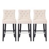 WestinTrends 29" Linen Tufted Buttons Upholstered Wingback Bar Stool (Set of 3) - 3 of 4