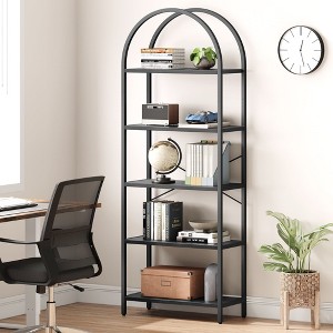 5 Tier Bookcase, Arched Display Racks Bookshelves, Metal Frame Modern Storage Rack Shelf for Bedroom, Living Room, Home Office - 1 of 4