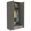 SEVOBAL Armoires 71 Inch Armoire with Two Shelves Double Doors Metal Rod and One Drawer for Bedroom Storage, Gray, 31.5"*19.7"*71.1" - 3 of 4