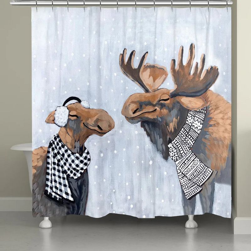 Laural Home Winter Moose Shower Curtain, 1 of 2