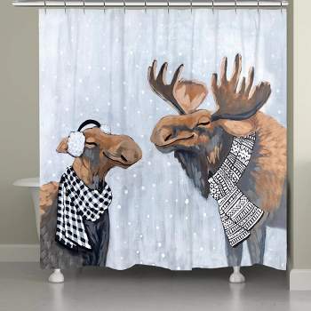 Laural Home Winter Moose Shower Curtain