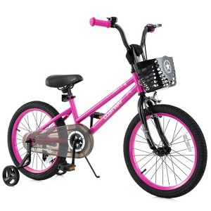 Costway 12"/14"/16"/18" Kid’s Bike with Training Wheels Adjustable Handlebar & Seat Handbrake Black/Pink/Silver - 1 of 4