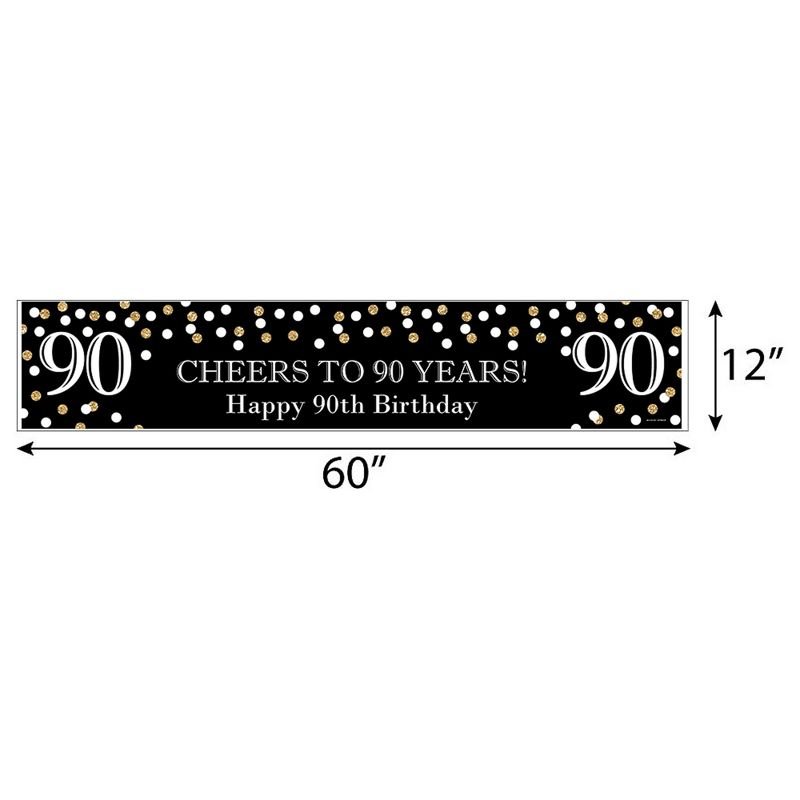Big Dot of Happiness Adult 90th Birthday - Gold - Happy Birthday Decorations Party Banner, 2 of 8