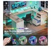U Shaped Computer Desk With Power Outlet & LED Strip Gaming Desk With Drawers With Storage Shelves & Monitor Stand & Record Storage Display Shelf - 3 of 4