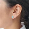 Adornia 14k Yellow Gold Plated Turquoise Circle CZ Halo Stud Earrings - 2 of 4