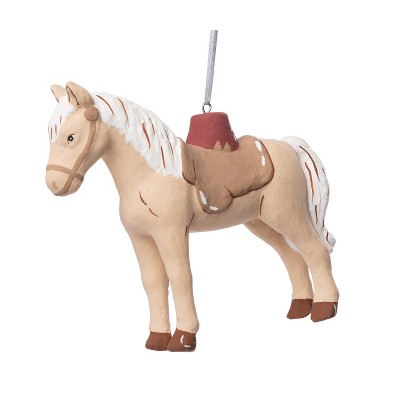 Transpac Multicolor Paper Mache Horse Ornament Unique Christmas Tree Decoration for Indoor Use and Gift Giving