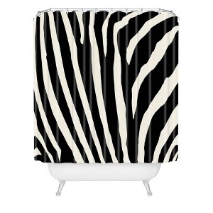 Natalie Baca Zebra Striped Shower Curtain Black/White - Deny Designs: Polyester, Machine Washable, Buttonhole Top - 1 of 4