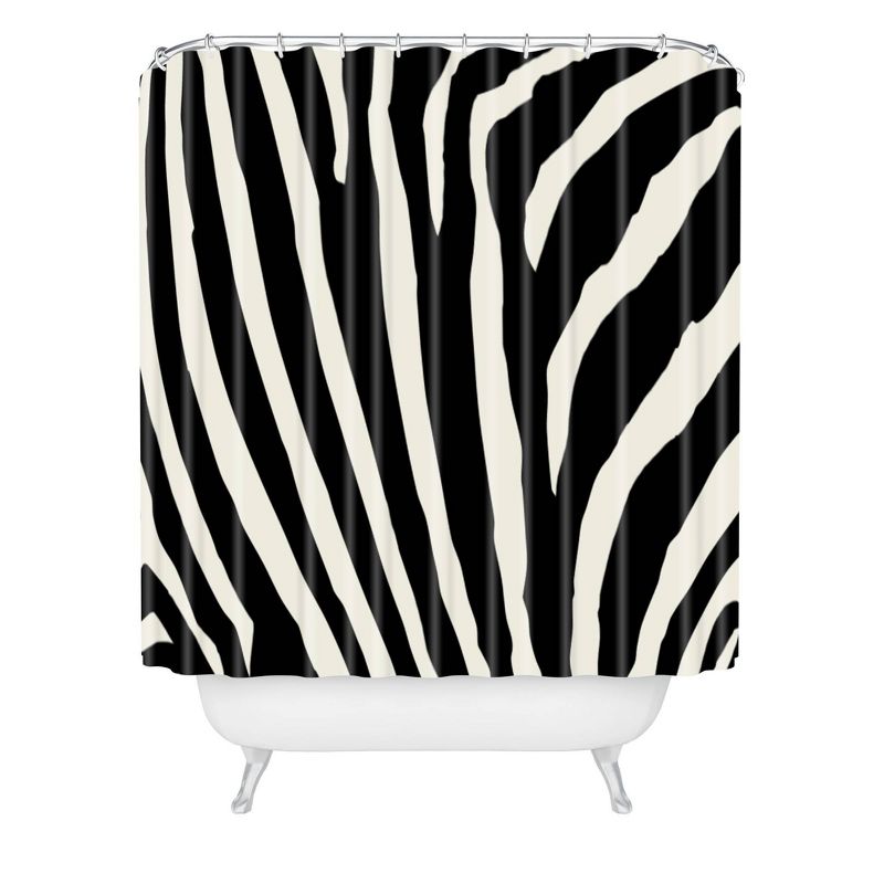 Natalie Baca Zebra Striped Shower Curtain Black/White - Deny Designs, 1 of 7