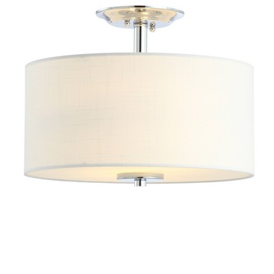 15" Marc Metal/Linen LED Semi-Flush Mount Chrome (Includes Energy Efficient Light Bulb) - JONATHAN Y