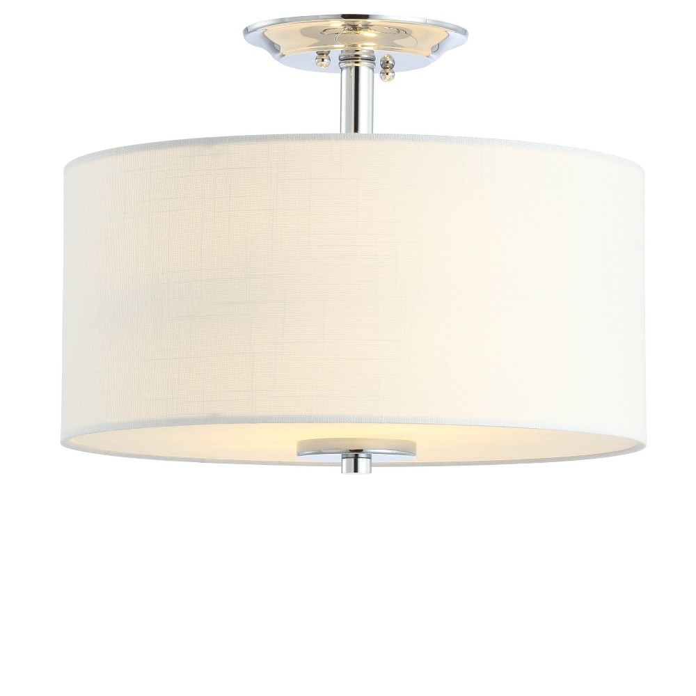 15" Marc Metal/Linen LED Semi-Flush Mount Chrome - JONATHAN Y