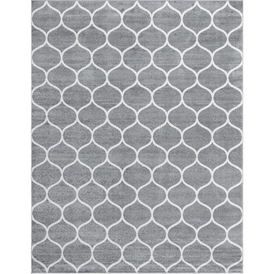 Light Gray Trellis Synthetic 8' x 10' Easy-Care Area Rug