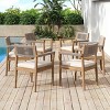 6 Piece Acacia Wood Outdoor Dining Chairs with Cushions,Patio Dining Chair Teak Look with Beige Rope,Outdoor Dining Chair Set for Garden-Koiai - 3 of 4